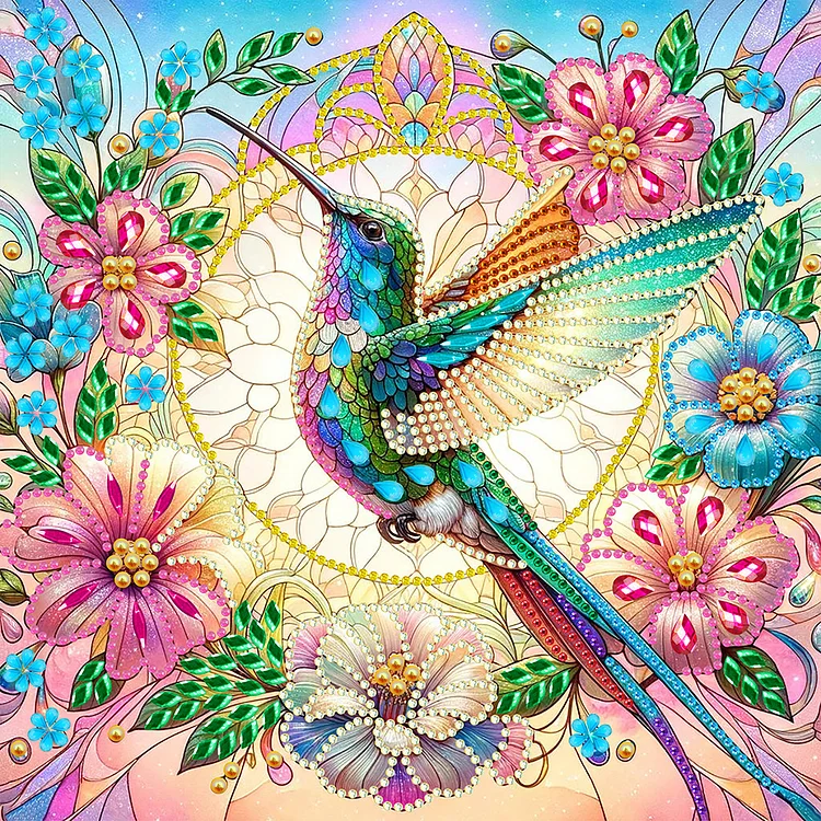 Flower Hummingbird - Partial Drill - Special Diamond Painting(30*30cm)