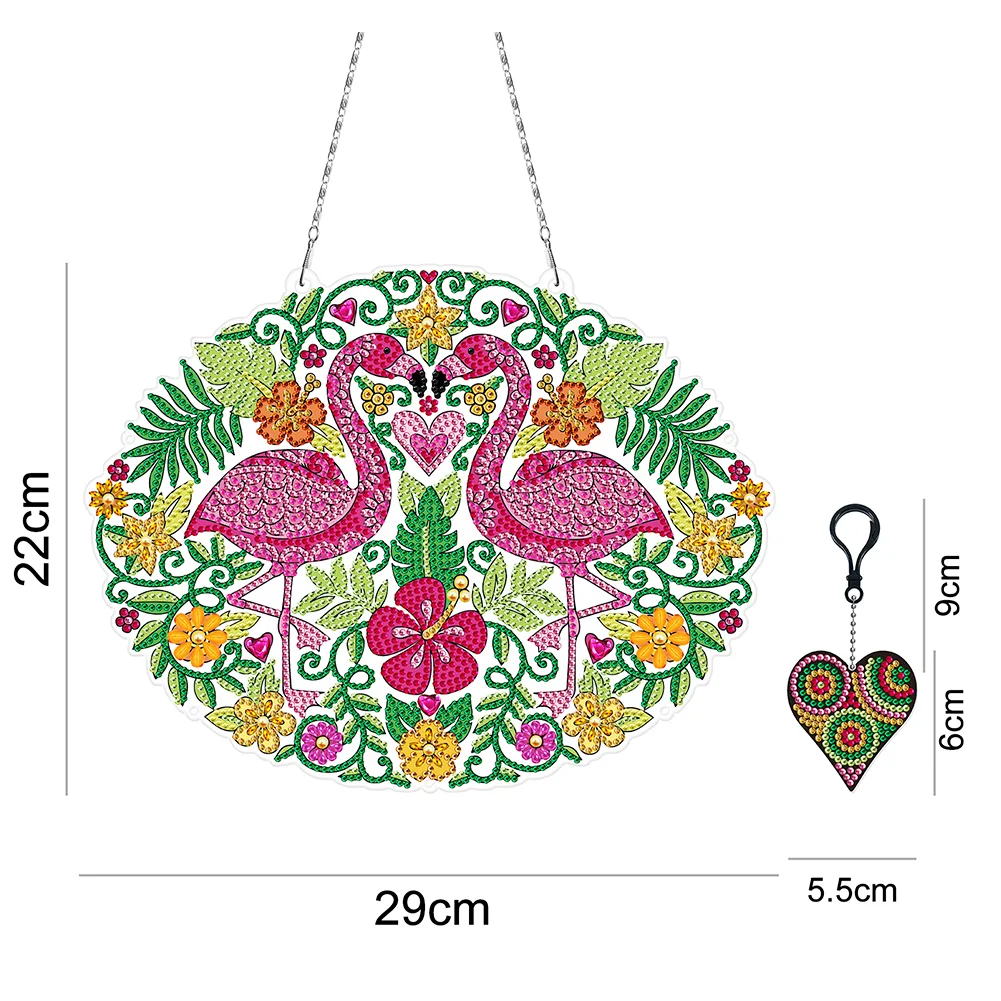 DIY Diamond Painting Hanging Christmas Wreath - Flamingo