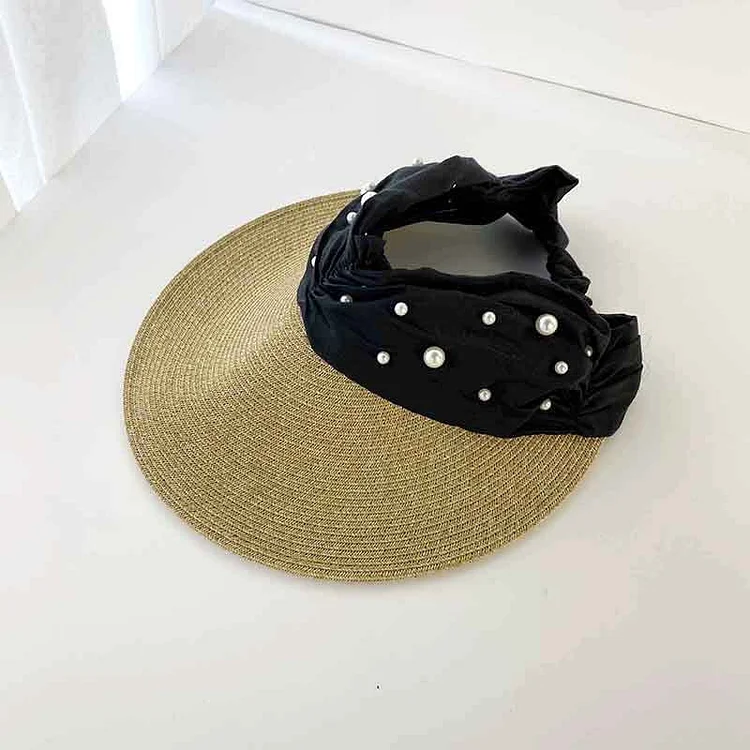 2023 04-2509180 chic Dropshipping summer Sunshade Satin fold pearl without lady baseball hat women leisure visors cap