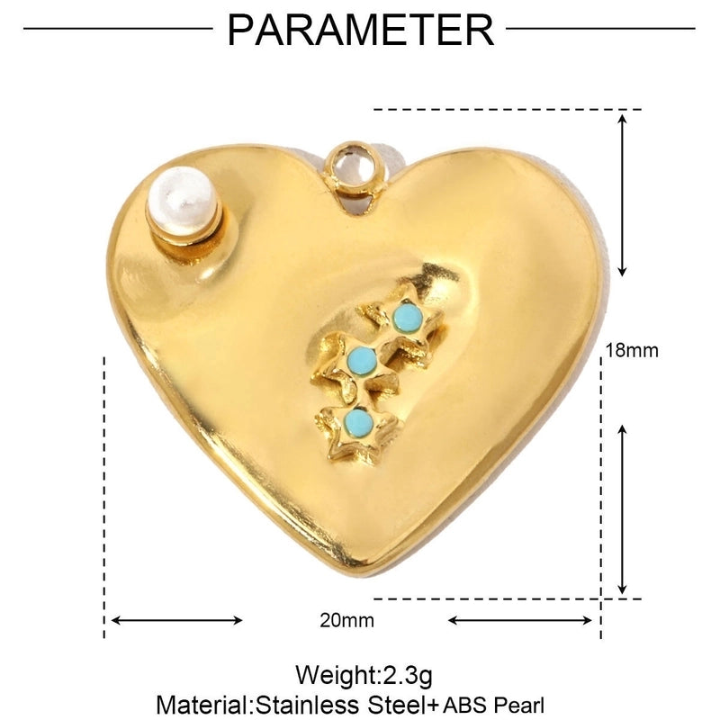 3 PCS/Package 304 Stainless Steel Rhinestones Heart Shape Pendant Jewelry Accessories