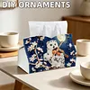 (25cm)Moon Violin Snow Owl DIY Diamond Painting PU Tissue Holder Box