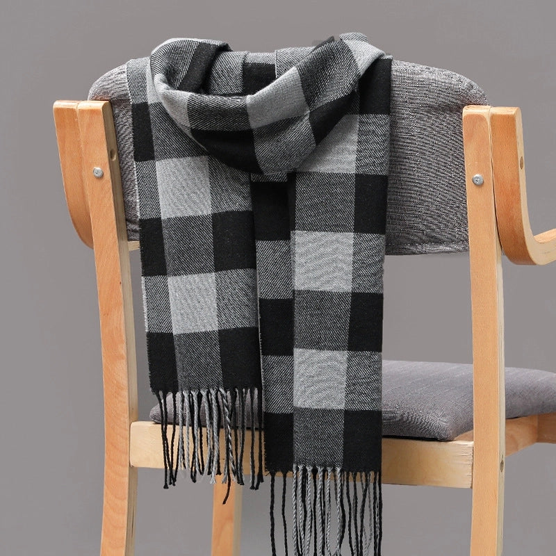 British Plaid Tassel Couple Parent-child Men’s Scarf Autumn And Winter Cashmere Plaid Scarf