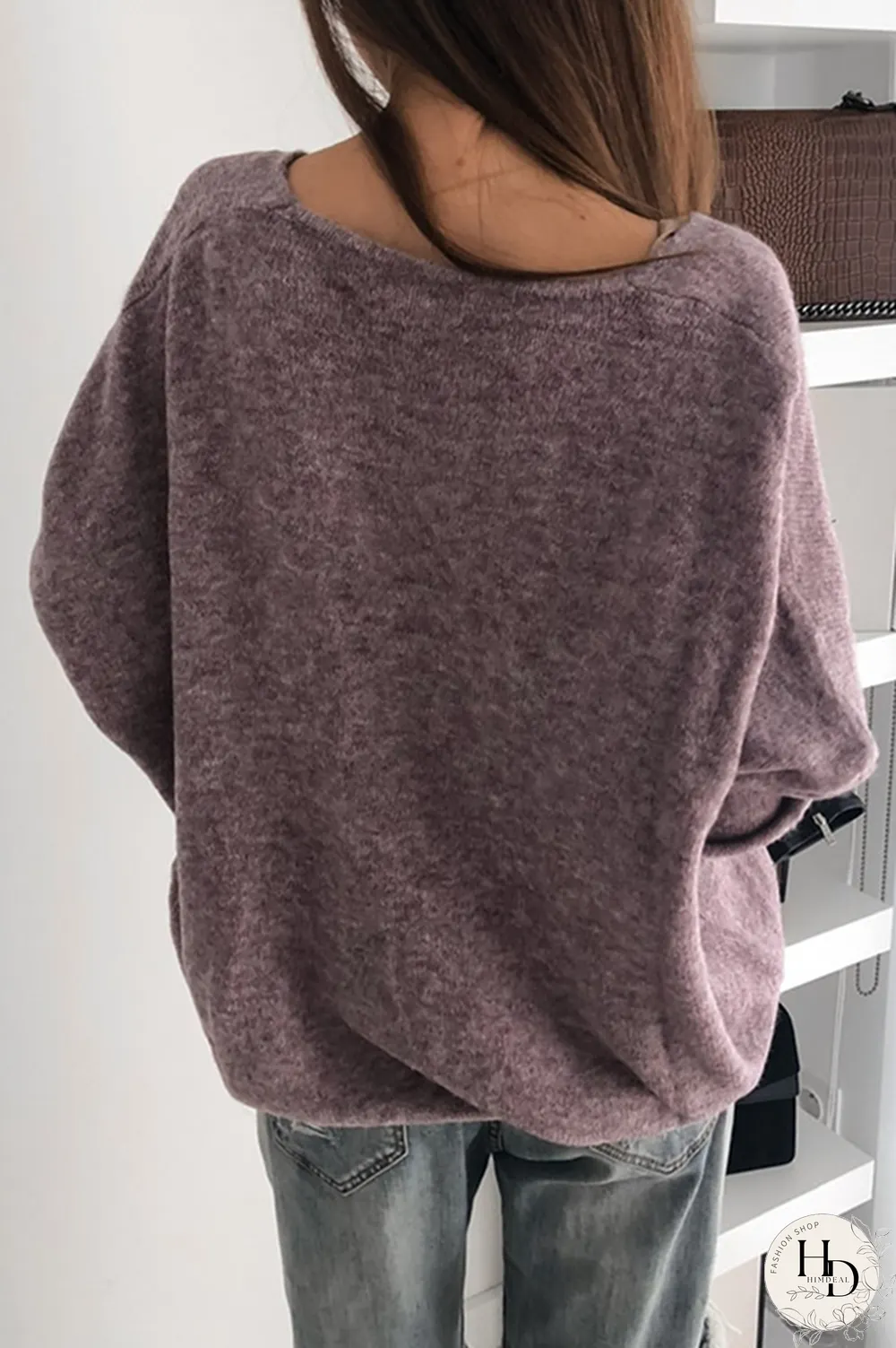 Casual Solid Basic V Neck Tops Sweater（4 colors）