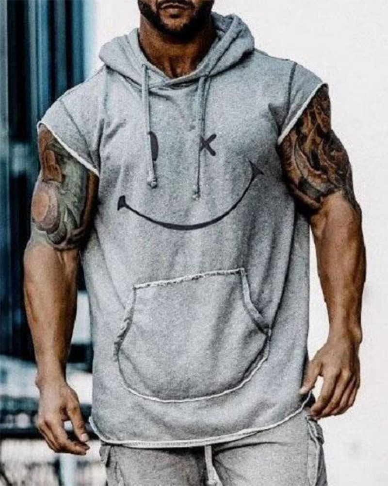 Simple Print Casual Style  Short-Sleeve Hoodie