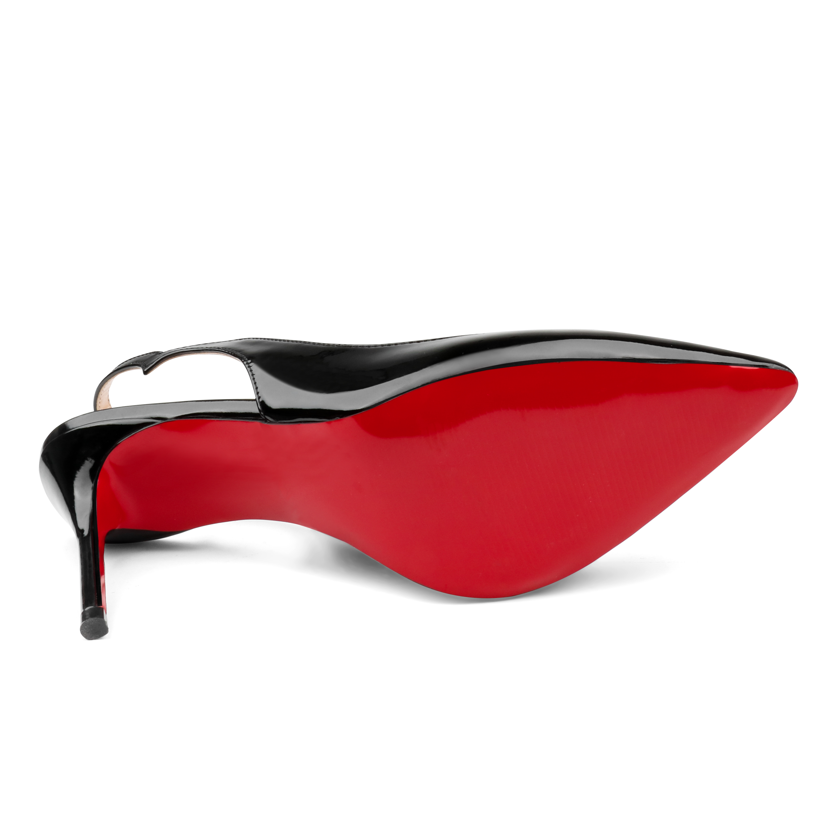 3.94" Women's Curved Design Slingback Heel Pointed Toe Hot Chick Sling Red Red Bottom Pumps-MERUMOTE