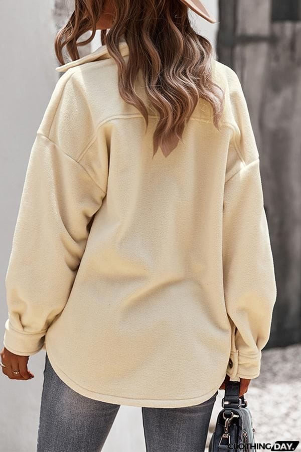 Solid Color Lapel Fleece Jacket