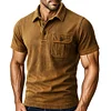 Men's Vintage Outdoor Pocket Polo Collar Short Sleeve T-shirt by Inlyline