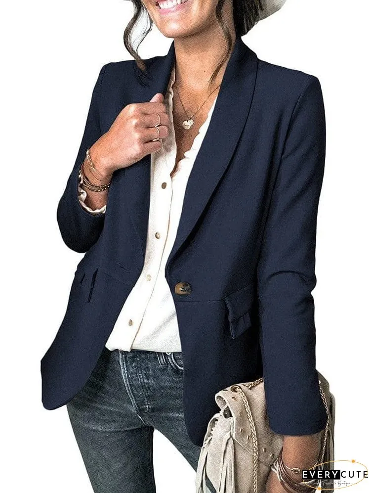 Solid Lapel Button Long Sleeve Blazers