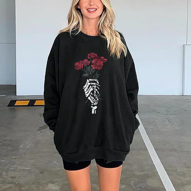 Sketelon Flowers Sweatshirt