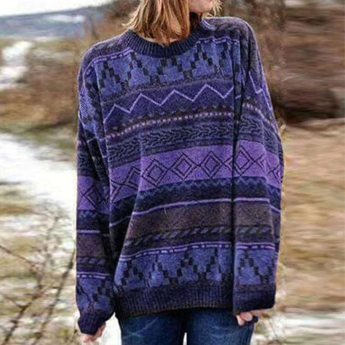 Vintage Jacquard Pullover Sweater