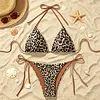 Leopard Print Lace-Up Sexy Bikini Swimsuit Set by Inlyline