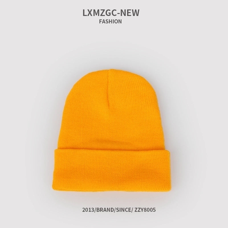 Pure Color Double-layer Warm Korean Style Knitted Hat
