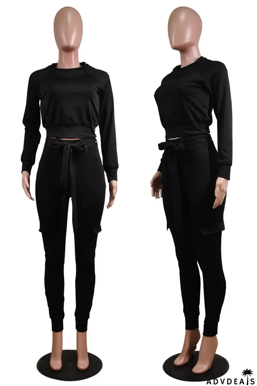 Blue Street Polyester Solid Split Joint O Neck Long Sleeve Regular Sleeve Short Two Pieces