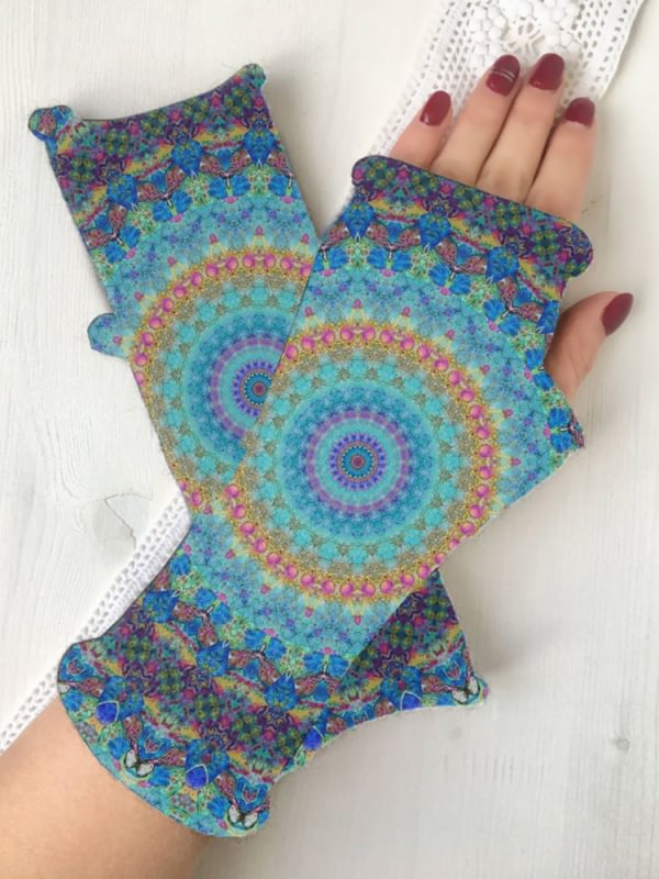 Casual Retro printed knitted warm gloves