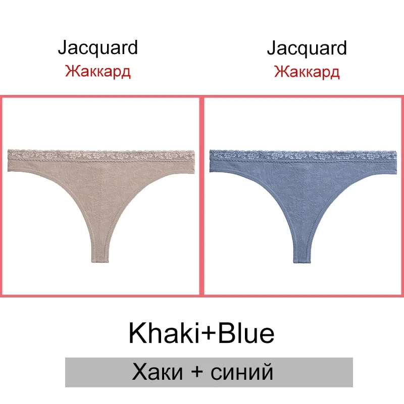 FINETOO Sexy Thongs Women 2Pcs/set Floral Waist G-string Panties Seamless Underwear Ladies Jacquard T-back Underpants S-2XL 2021