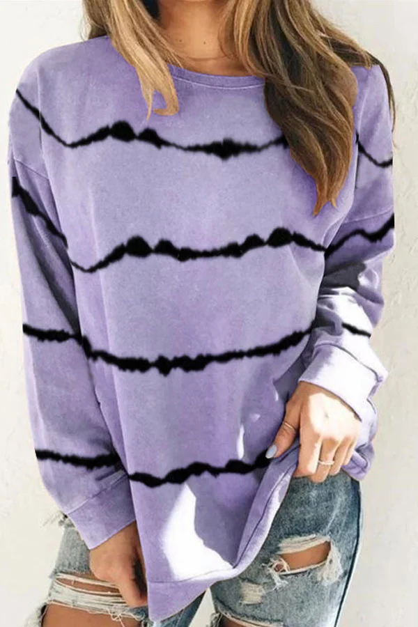 Casual Tie-dye Stripe Printed Sweatshirt