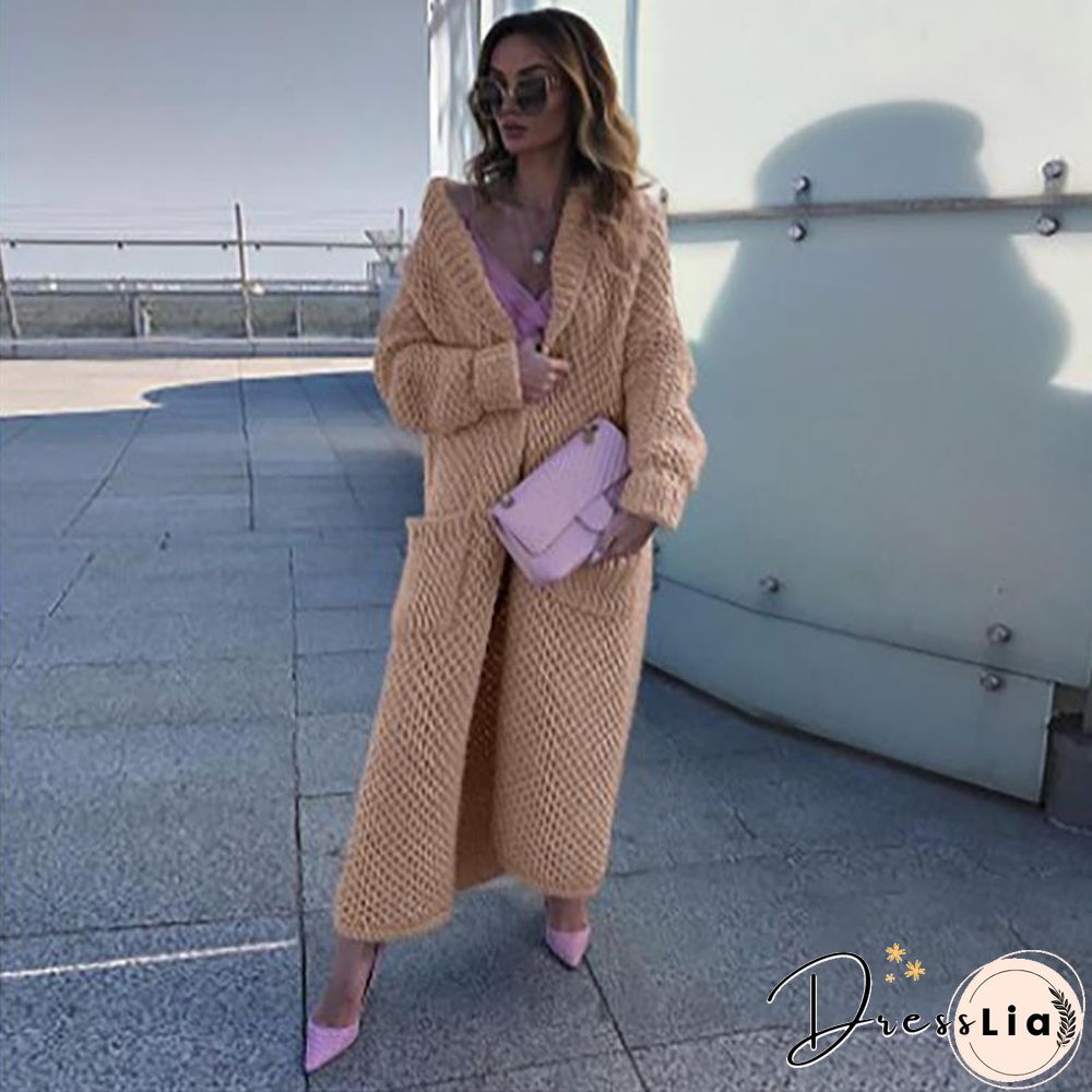 Long Pure Color Pocket Outerwear