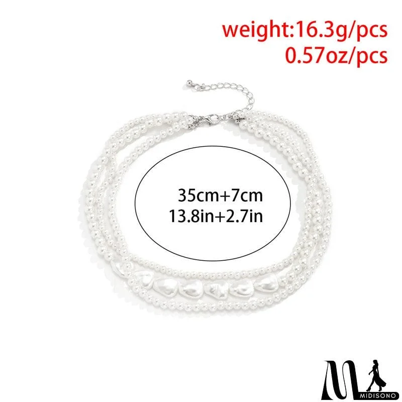 MidiSono - Stylish Knitting All Match Artificial Pearls Beads Necklace