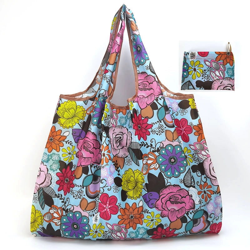 Spot Japanese Printed Environmental Bag Large 210T Supermarket Folding Shopping Bag Thickened Tote Bag Shopping Bag