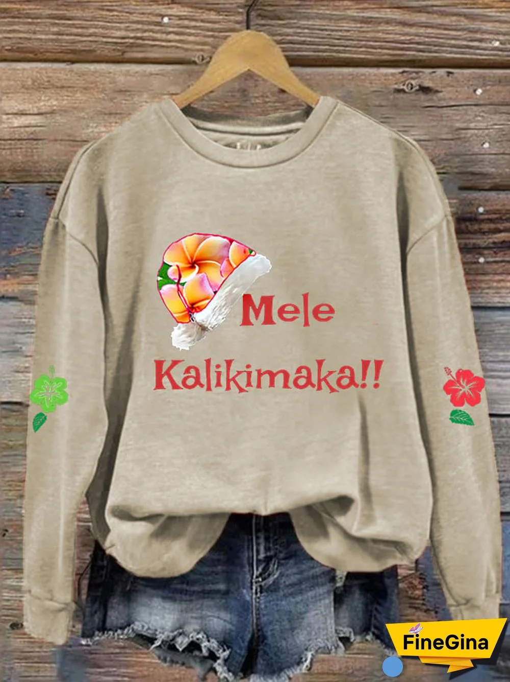Women's Hawaiian Christmas Mele Kalikimaka Hibiscus Sweatshirt