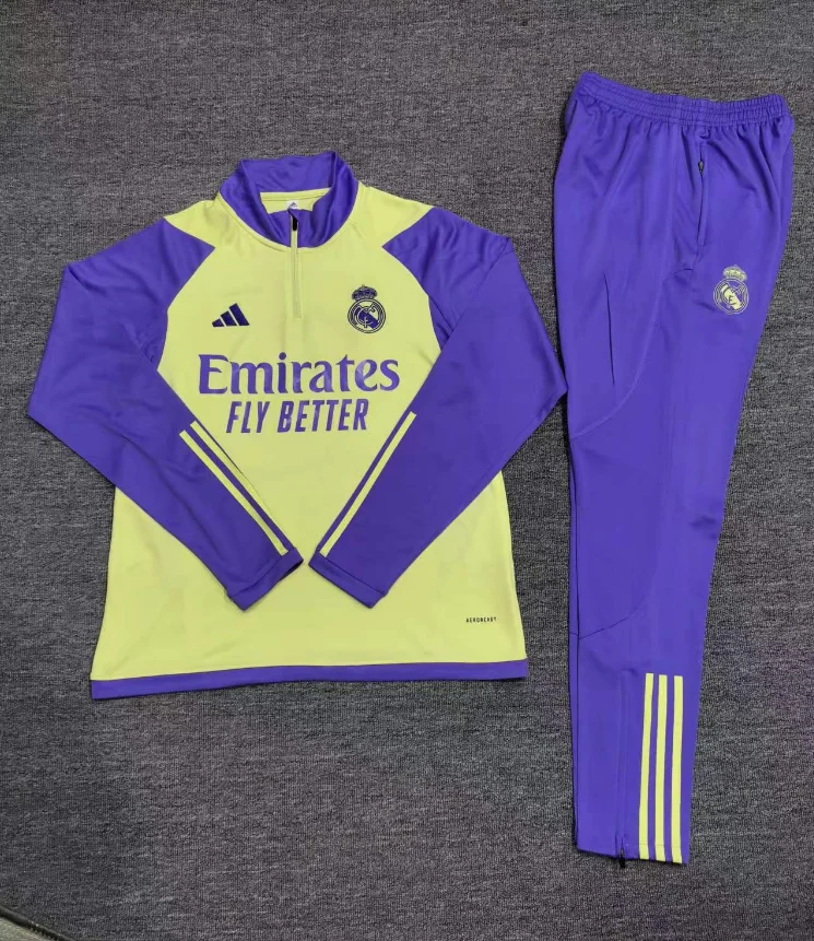 23/24 Real Madrid Half-Pull Light Yellow Training Kit Football Thai Quality