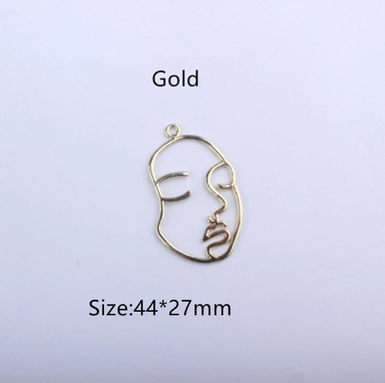 Abstractive Human Sexy Women Face shape charms, Face Hollow Charm Metal Pendant Bezel Setting Cabochon Setting UV Resin Charm making diy