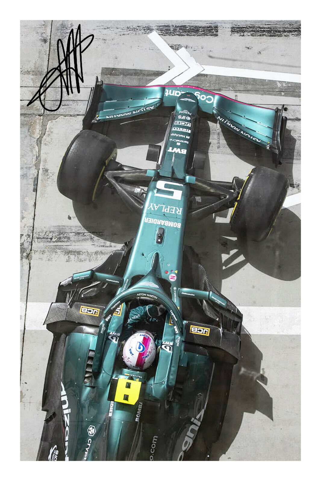 Sebastian Vettel Signed A4 Photo Poster painting Print Autograph Formula 1 Aston Martin 2021 F1