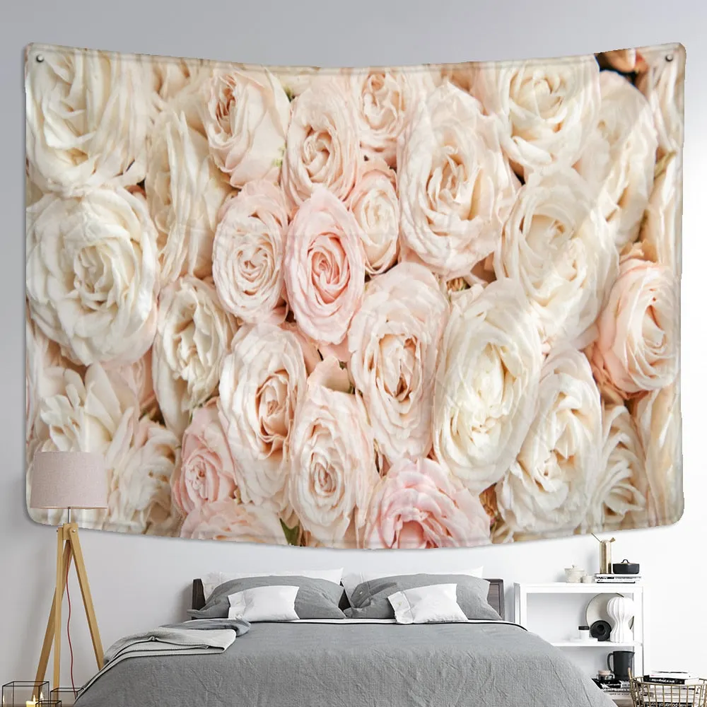 Flowers Floral Tapestry Wall Hanging Bohemian Style Natural Plant Art Ins Hippie Tapiz Mandala Home Decor