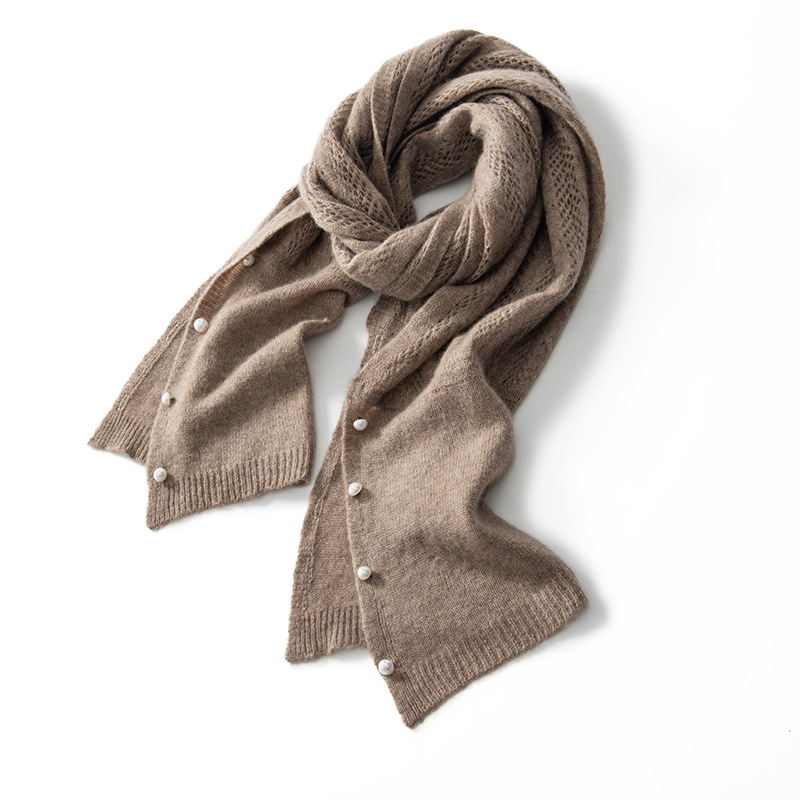 100% Cashmere Scarf With Pearl REAL SILK LIFE