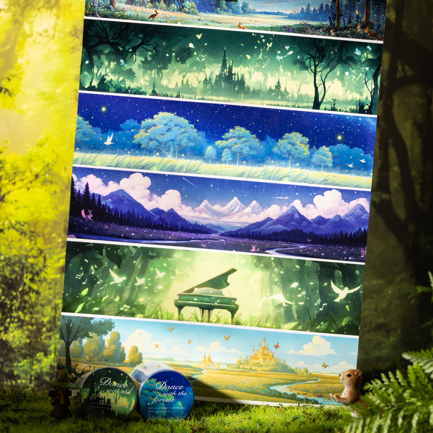 와시 테이프 - 50mm*200cm 숲과 함께 춤추는 시리즈 빈티지 나무 식물 풍경