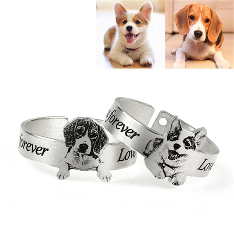 Custom Dog Cat Picture Forever Love Pet Ring-Mayoulove
