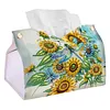 DIY Diamond Art Tissue Box Holder Sunflowers and Dragonflies PULeather Diamond Art Desktop Organizer Resin Rhinestone Storage Organizers Gem Art Home Office Decor Craft Gift for Women