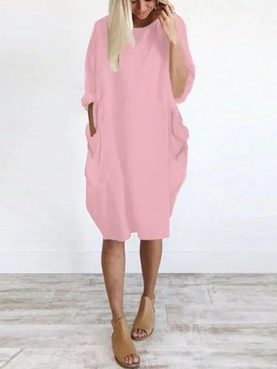 Casual Pocketed Loose Shirt Dress