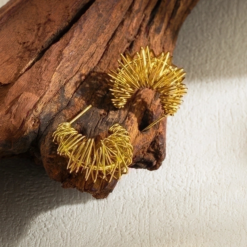 1 Pair Minimalist C Shape Plating Stainless Steel 18k Gold Plated Ear Studs