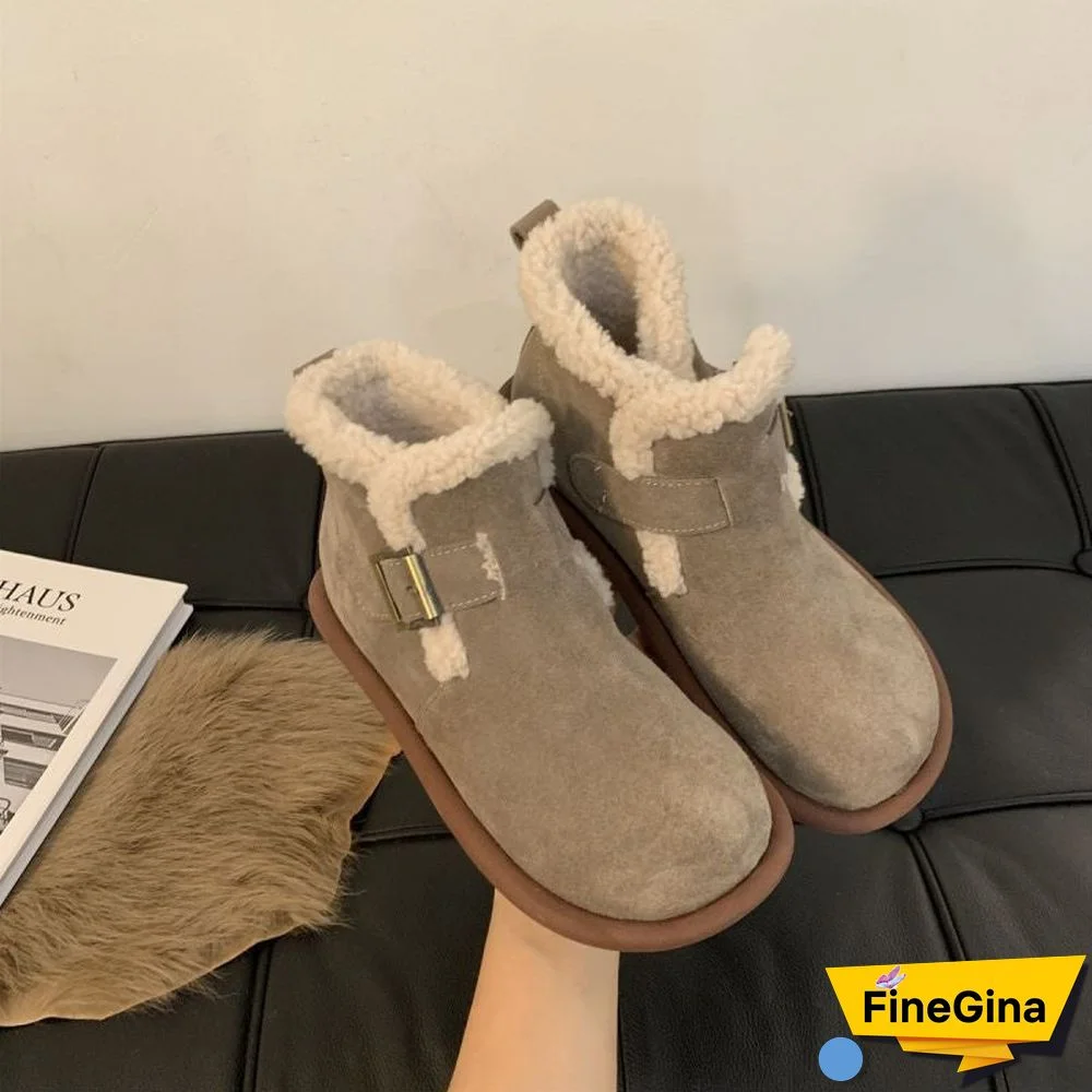 Korea Vintage Cotton Flats Boots Shoes