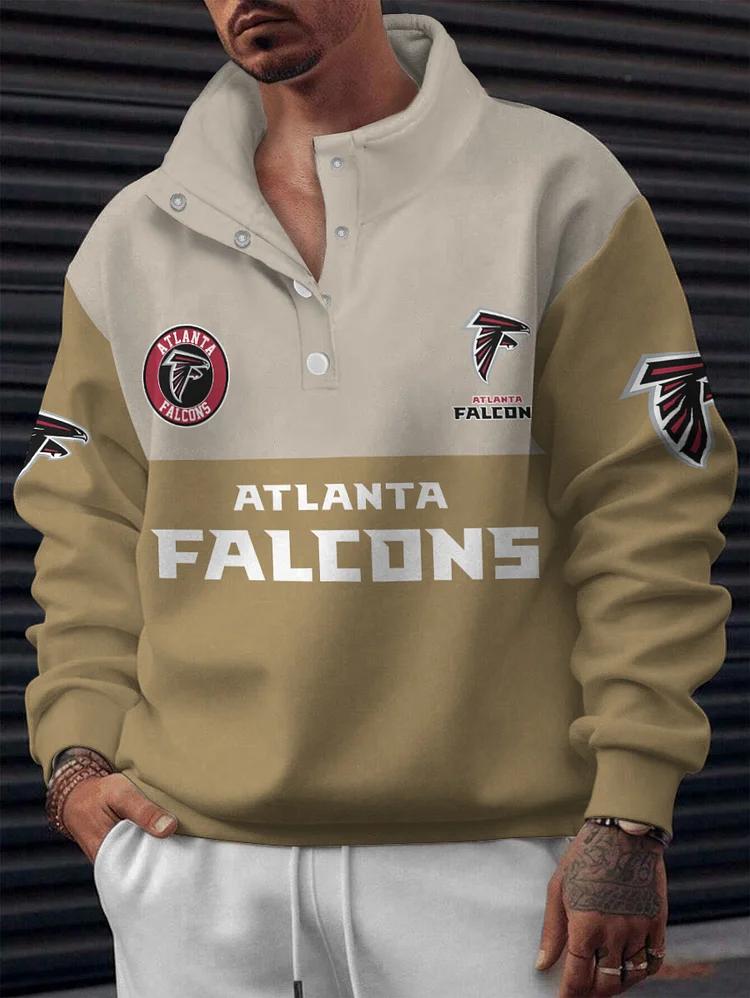 Atlanta Falcons  2025 New Design Casual Snap  Mockneck Pullover Sweatshirt