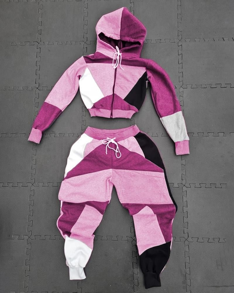 Women's Sporty Patchwork Printed Sets148