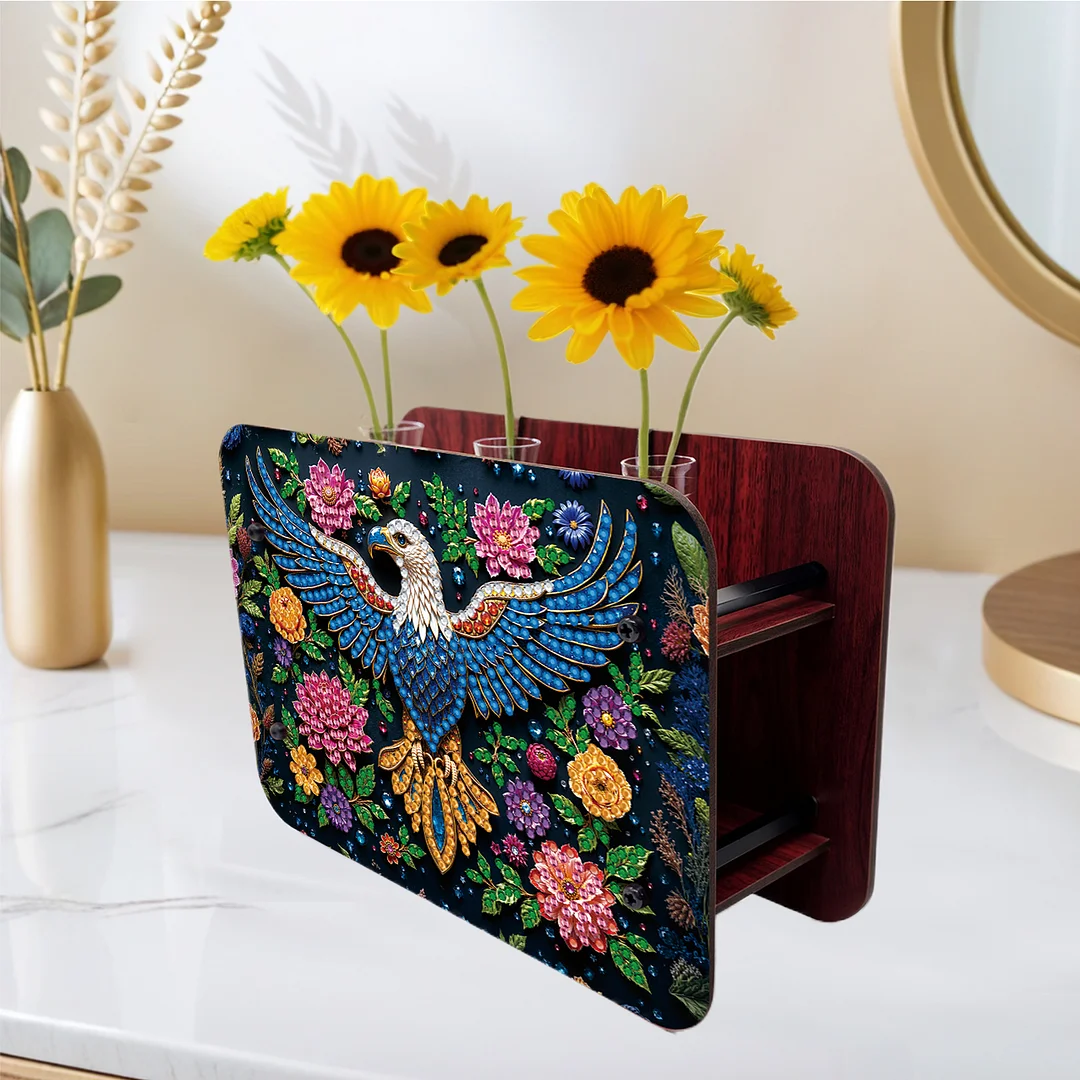 Eagle DIY Flower Vase Wooden Double Sided Desktop Diamond Art Kit for Home Decor