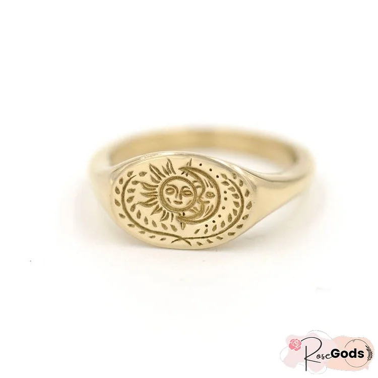 Fashion New Retro Sun And Moon Ring