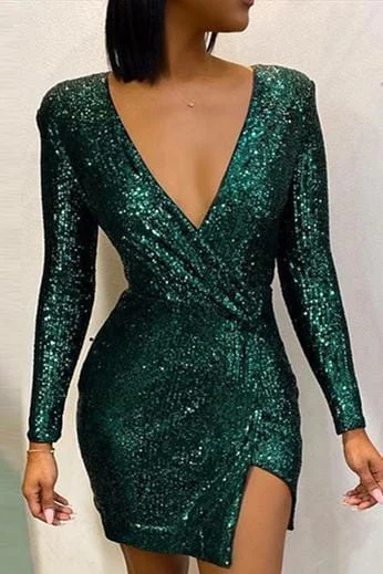 Sexy Sequined V-Neck Dress