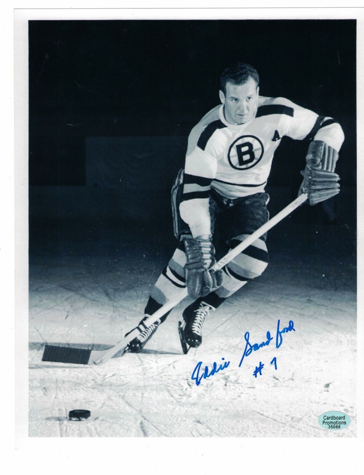 Eddie Sanford Boston Bruins Signed 8 x 10