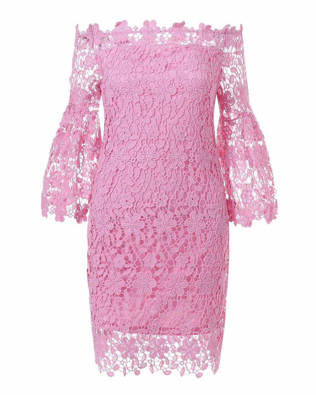 ZANZEA Women Elegant Lace Mini Dress Sexy Off Shoulder Flare Sleeve Solid Party Dresses 2022 Spring Hollow Strapless Vestidos