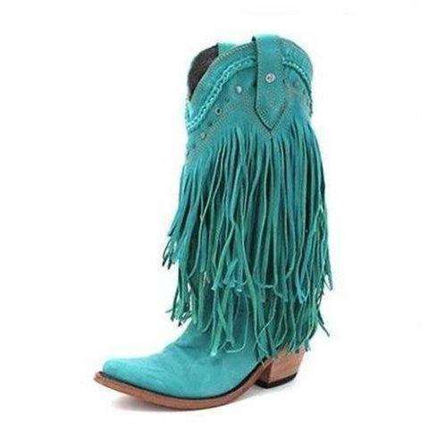 Bohemia Style Motorcycle Boots Fringed Cowboy Boots