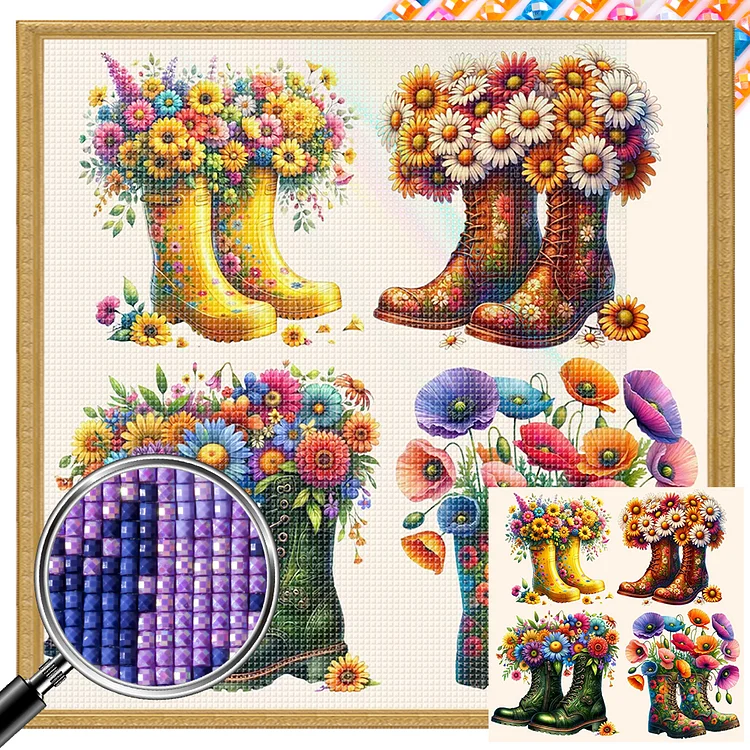 Boots And Flowers 40*40CM (Canvas) Full AB Round Drill Diamond Painting gbfke