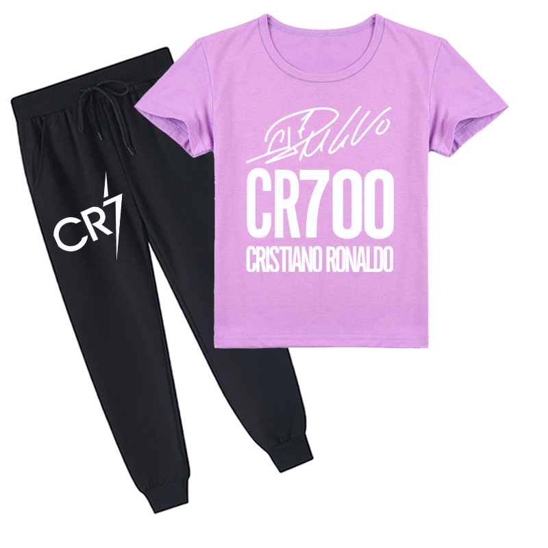 Mayoulove Ronaldo Short Sleeve T-Shirt Set for Boys  Girls - Cool Soccer Apparel for Young Fans-Mayoulove