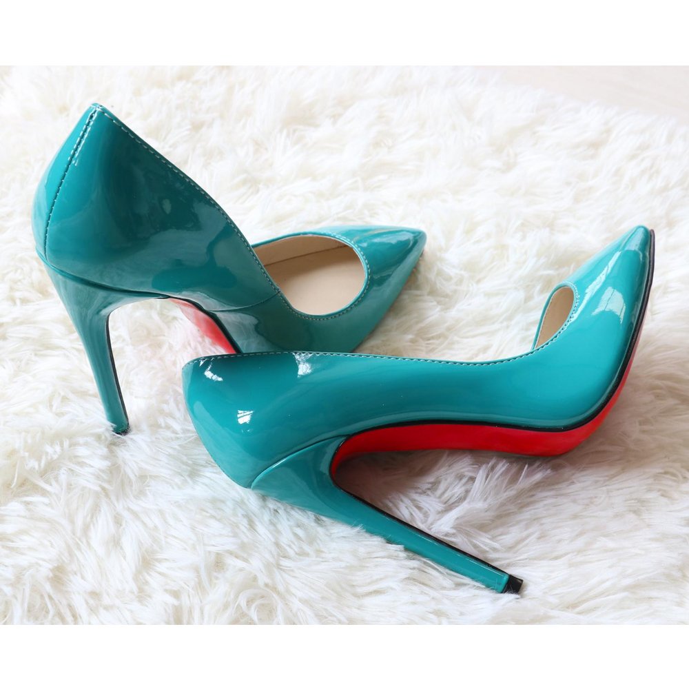 120mm Red Bottom Women's Party Wedding Royal Blue Pumps Heels Patent Shoes-MERUMOTE