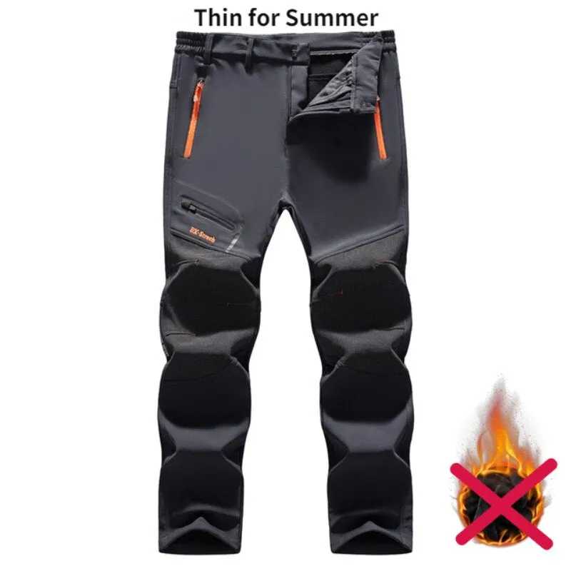 Men's Pants Winter Fleece Warm Oversized Outdoor Hiking Camping Sports Trousers Casual Soft Waterproof Cargo Pants Plus Size