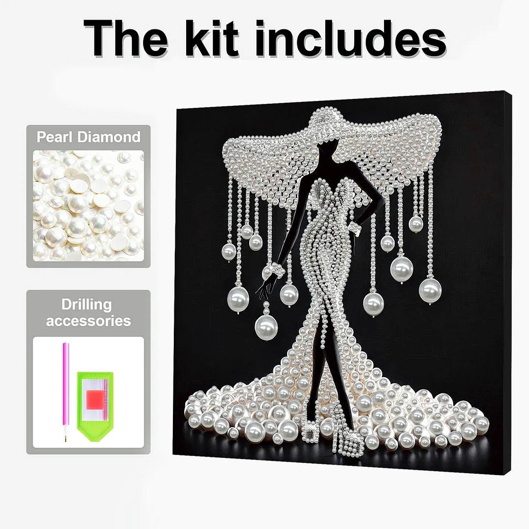 Elegant Lady - DIY Pearl Diamond Art Kit With Frame 30*30cm