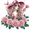 2Pcs Girl 2D Flat DIY Hanging Diamond Art Ornament Window Pendant (Floral Hat)
