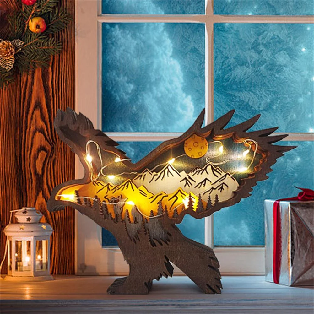 Purexcellent&trade; New creative home desktop wood carving eagle crafts ornaments